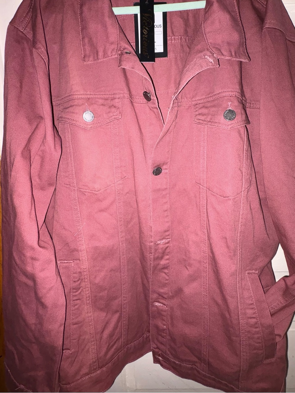 Victorious Men's World Tour Colored Denim Jacket - Light Faded Red / 5XL